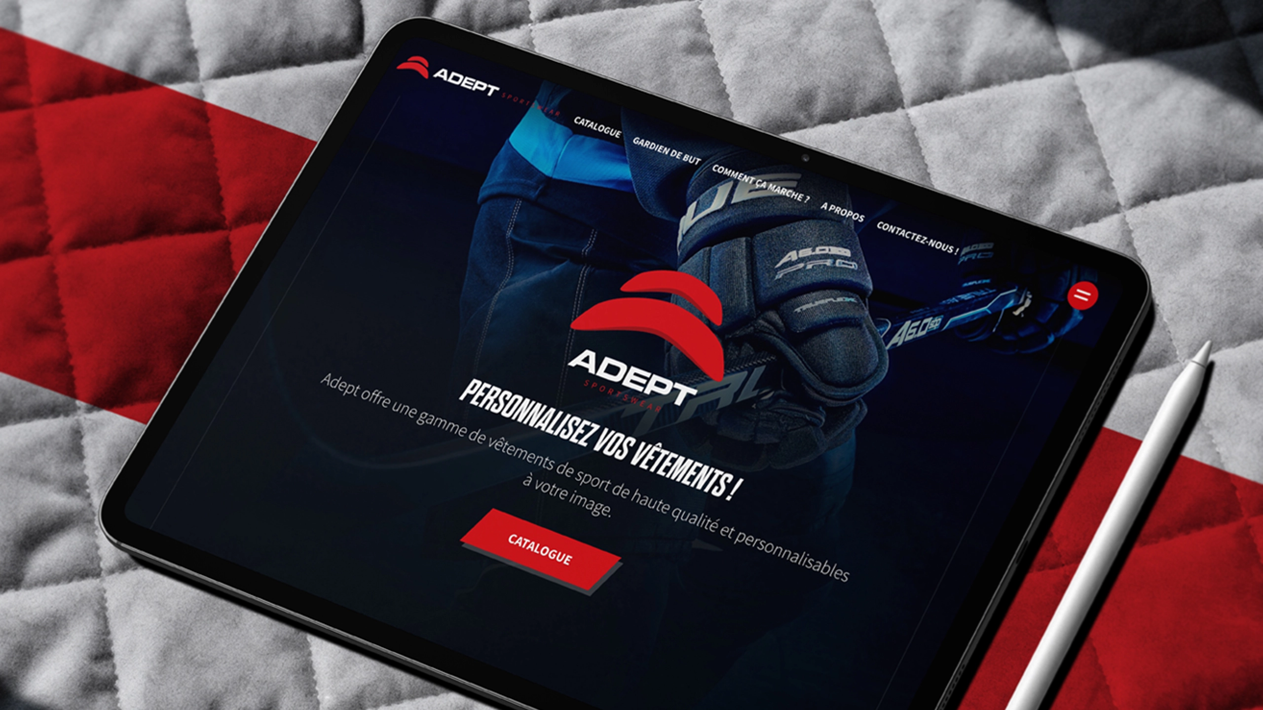 Tablet with Adept website.
