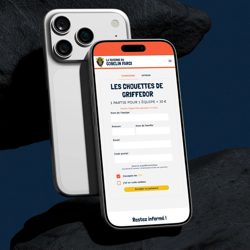 Mobile view of website.