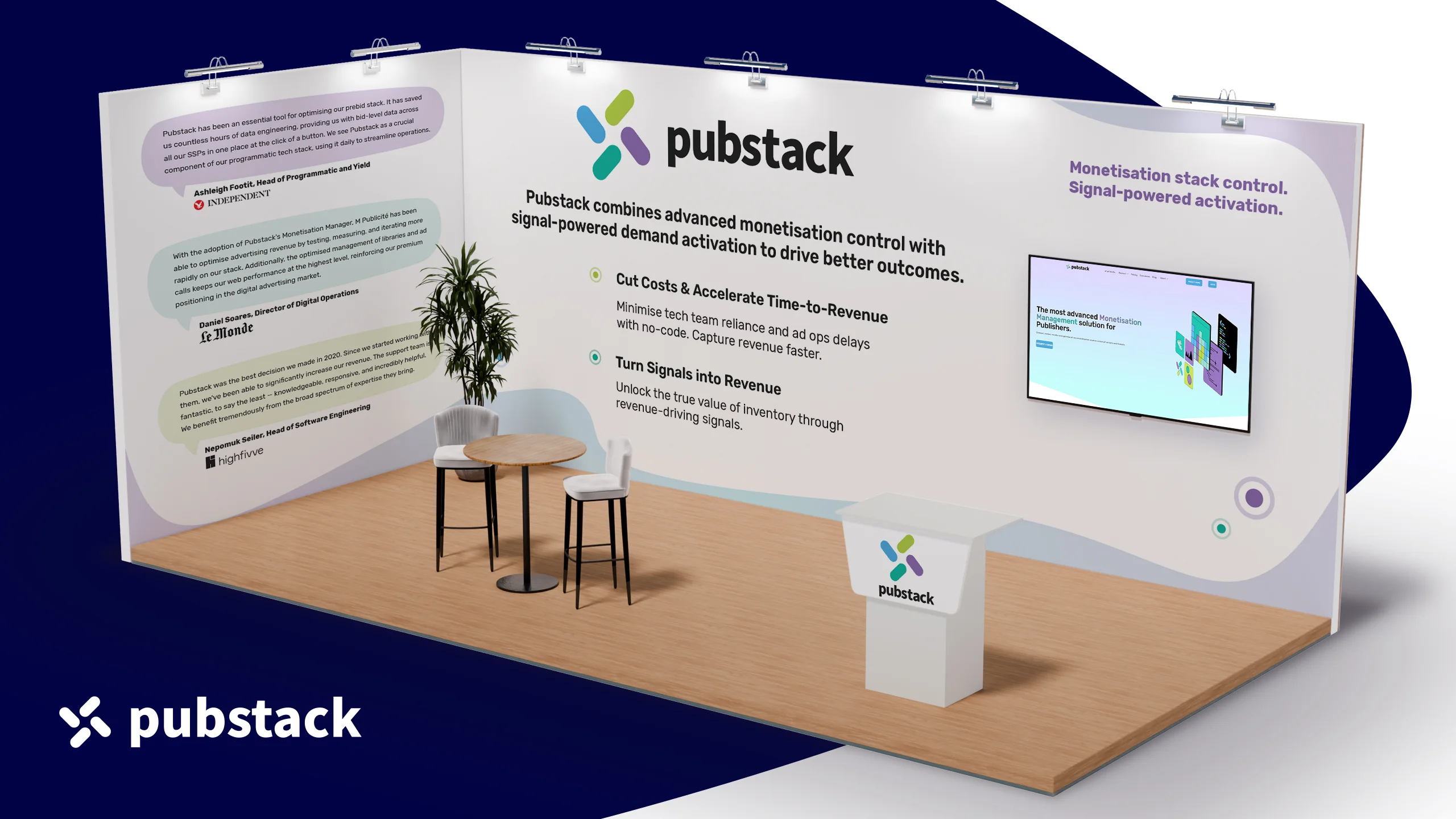 Exhibition panels for Pubstack events.